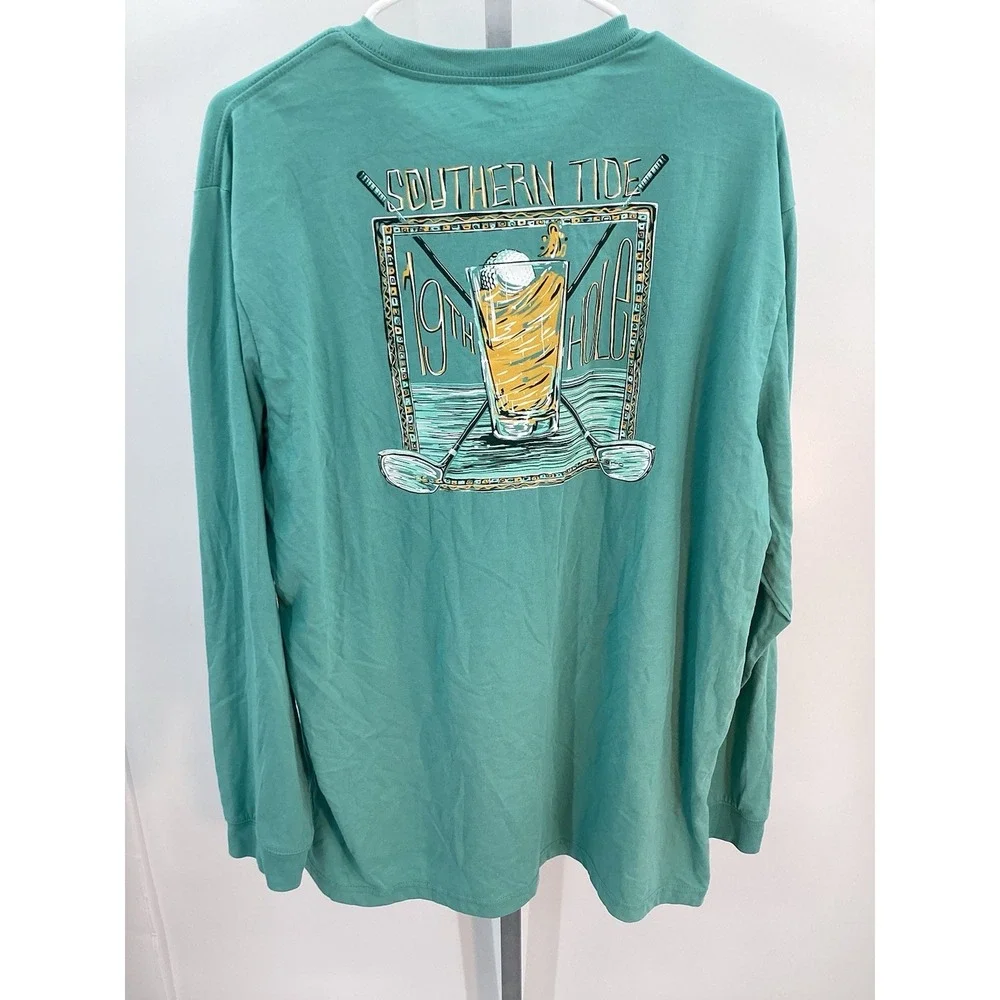 Mens‎ Southern Tide Golf 19th Hole Long Sleeve Tshirt -Mint Green